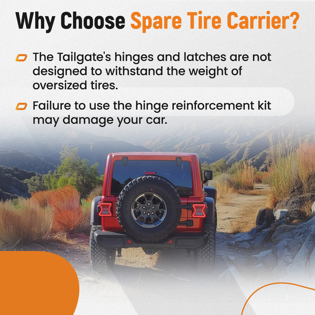 Spare Tire Tailgate ReinForcement Kit compatible For Jeep JL Wrangler 82215356AB 18-21