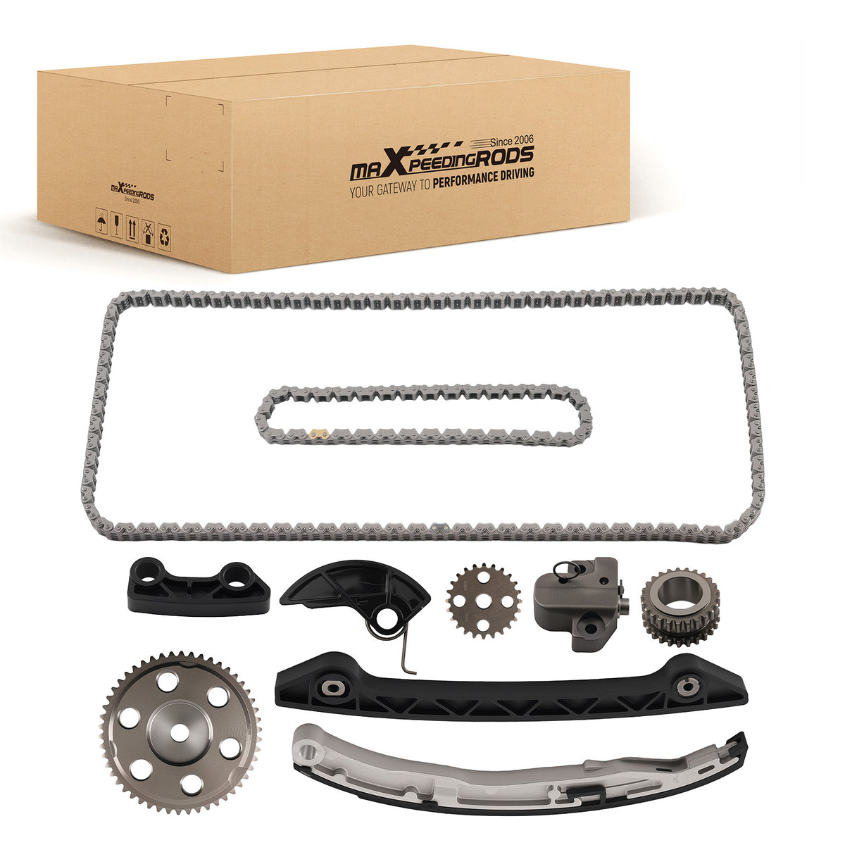 Engine Timing Chain Kit compatible For Mazda 3 2.3L DOHC 04-06 Steel Aluminum Kit