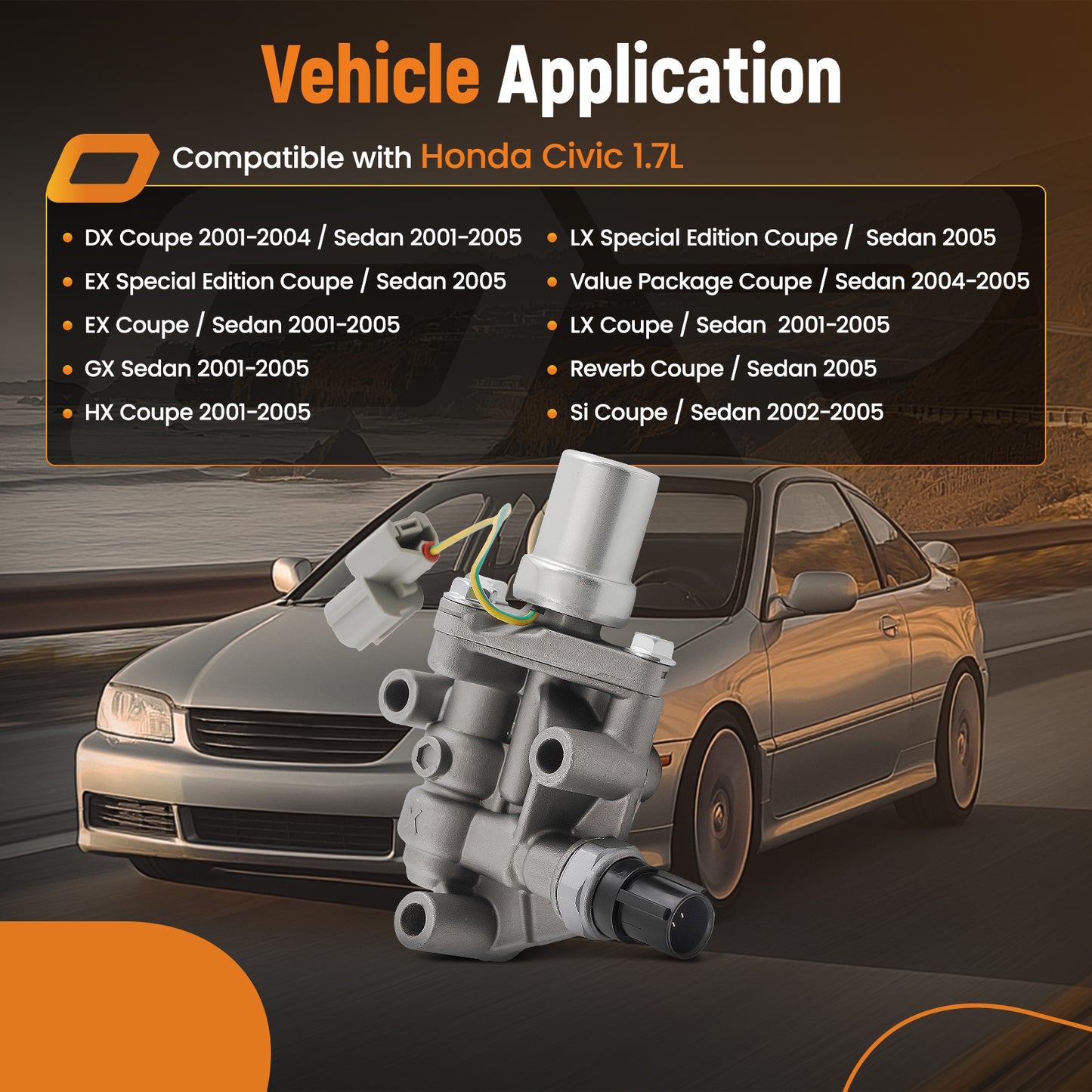 Variable Timing Solenoid compatible For Honda Civic DX EX LX SI 2001-2005 15810PLRA01