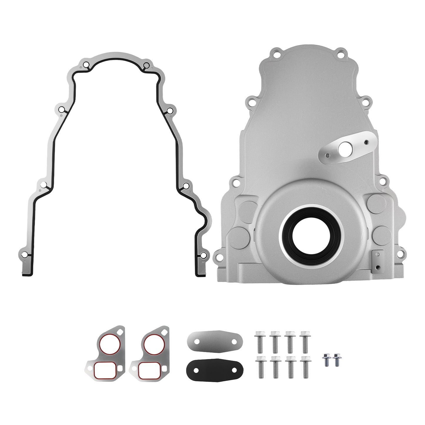Aluminum Front Timing Cover w/Gaskets compatible For GM Gen III LS1 LS6 4.8L 5.3L 5.7L 6.0L
