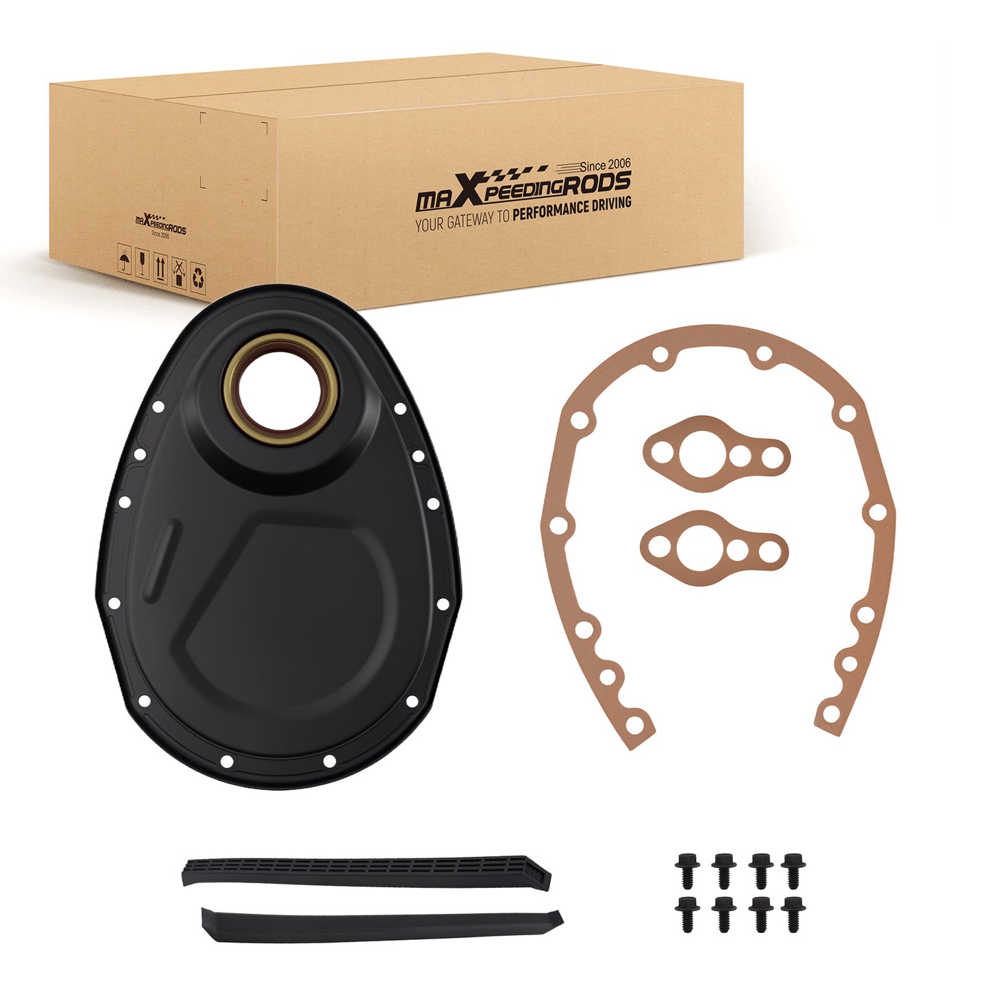 Black Steel Timing Chain Cover Gasket Bolt for SB compatible for Chevy V8 SBC 283 350 383 400