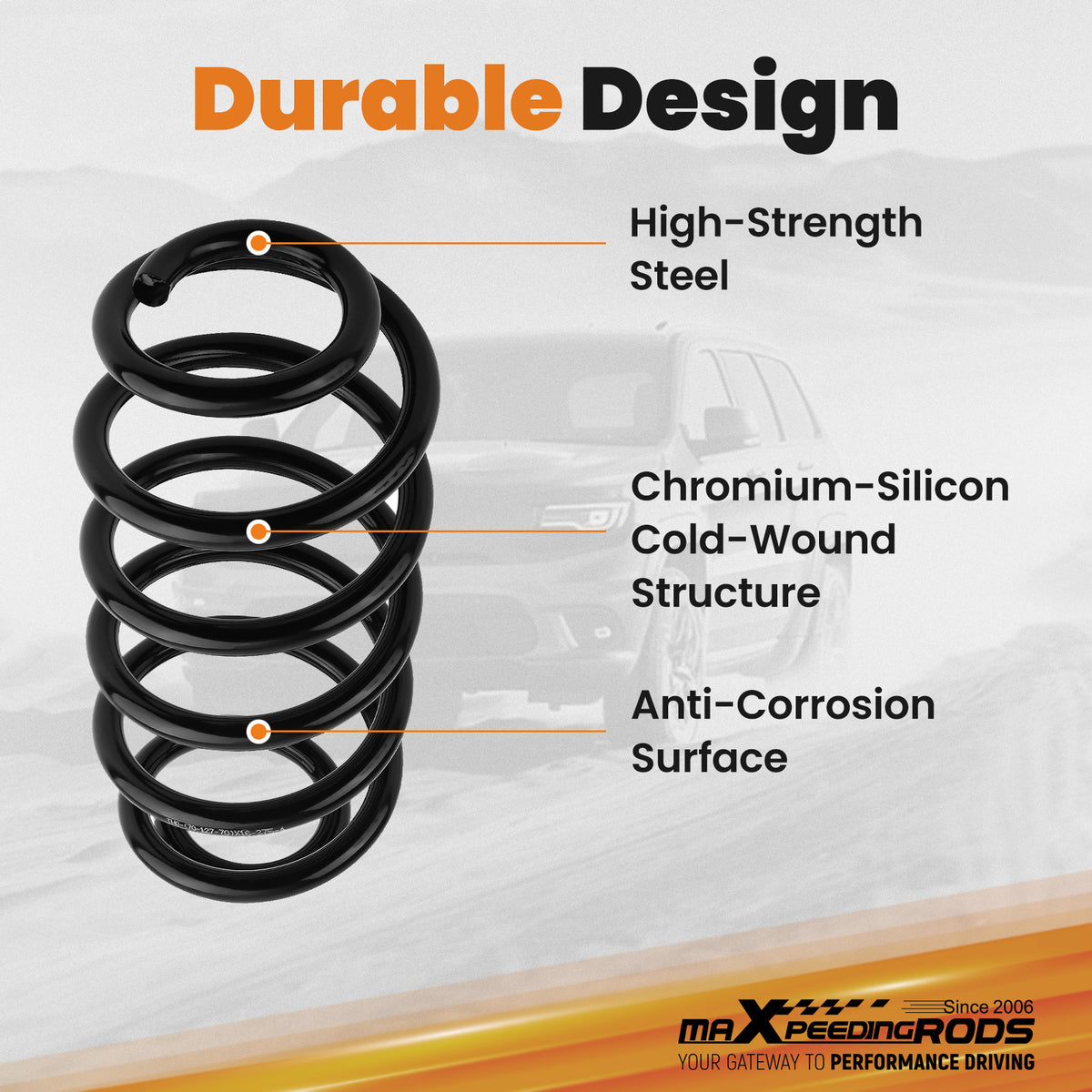 2” Drop Rear Coil Springs Compatible For Chevrolet Tahoe Suburban Avalanche 2007-2014