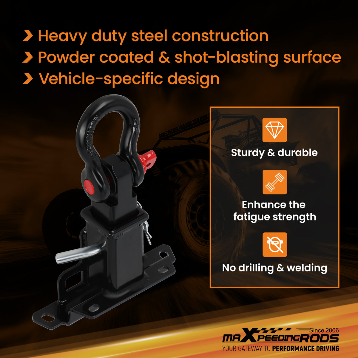 2 Inch Rear Tow Hitch Mount compatible For Kawasaki Teryx KRX 1000 2020+ Powder Coated