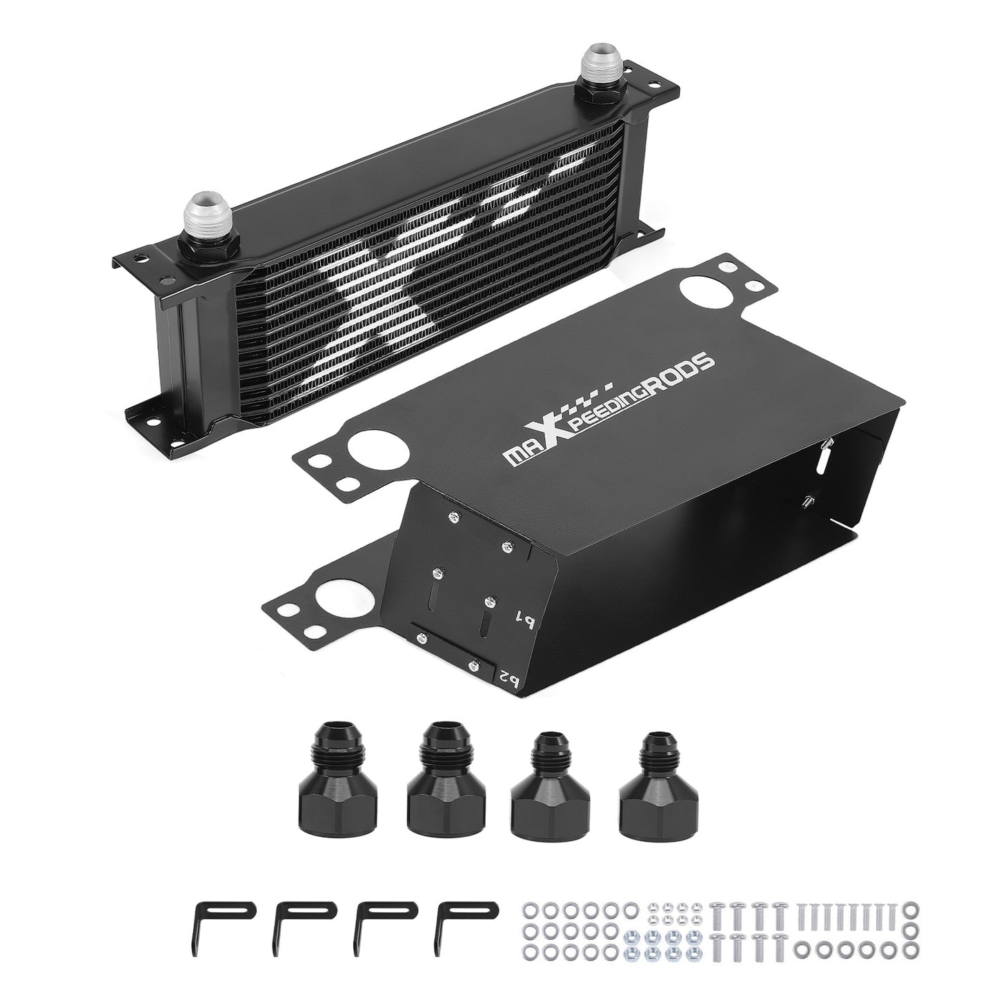 13 Row Transmission Oil Cooler Kit Universal 10 AN Aluminum Engine Cooler Black