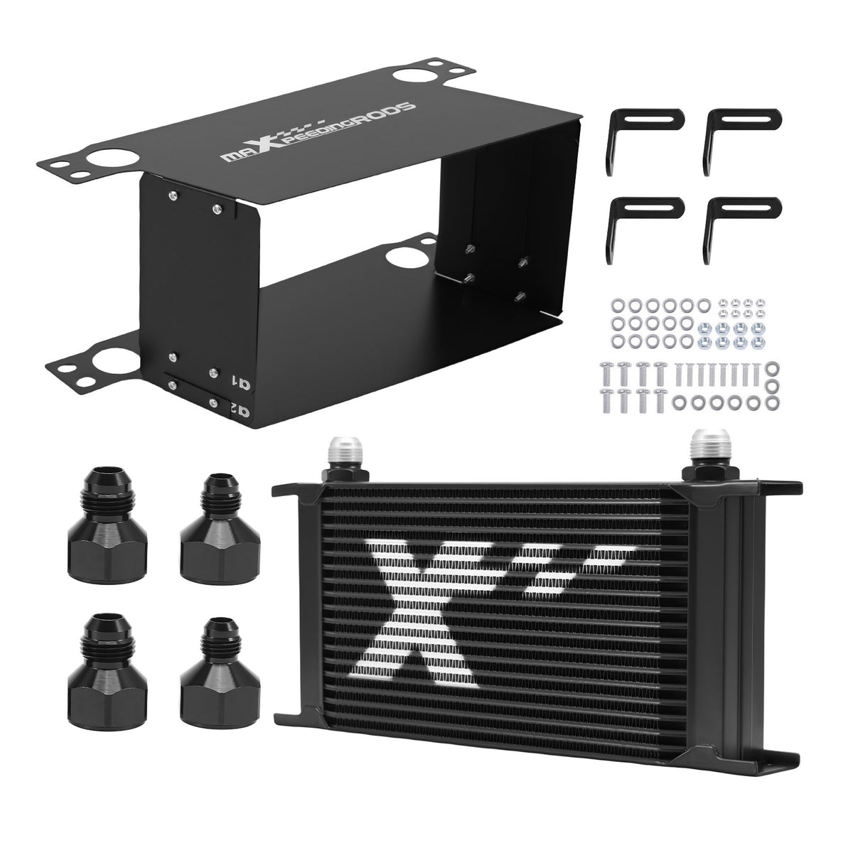 Universal Engine Oil Cooler 19 Row 10 AN Transmission Cooler Aluminum Black Kit