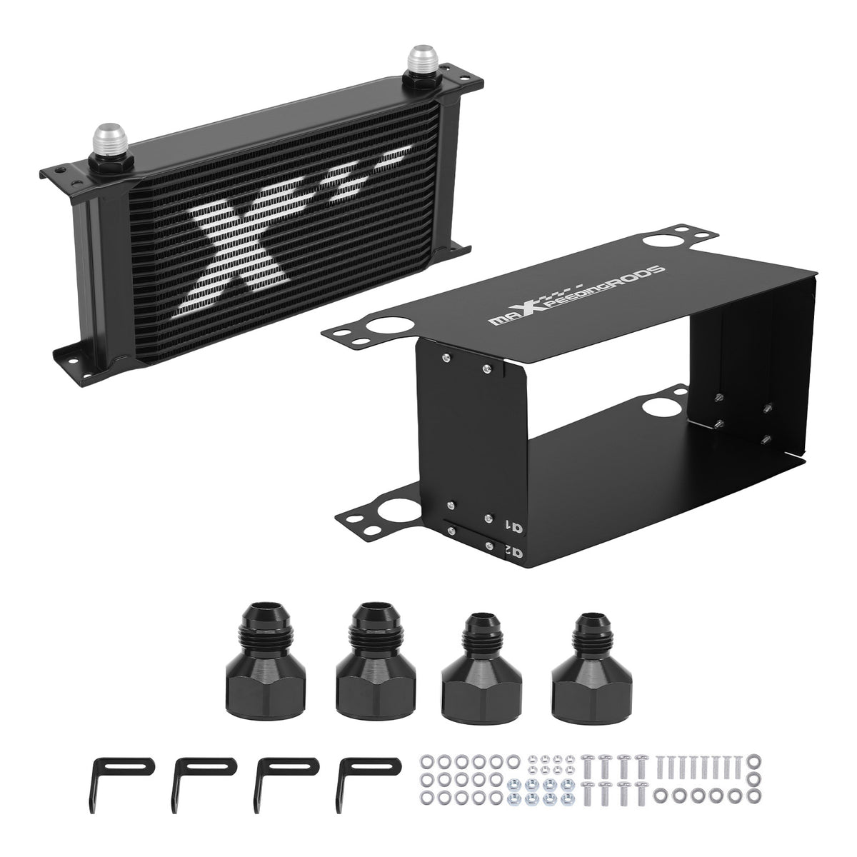 Universal Engine Oil Cooler 19 Row 10 AN Transmission Cooler Aluminum Black Kit