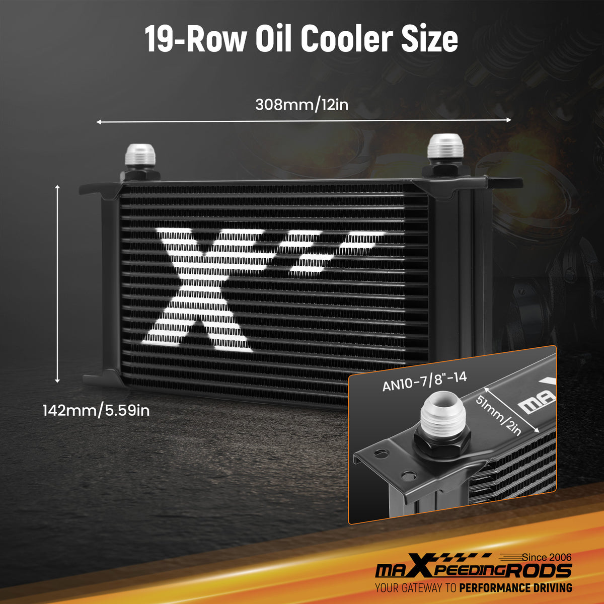 Universal Engine Oil Cooler 19 Row 10 AN Transmission Cooler Aluminum Black Kit
