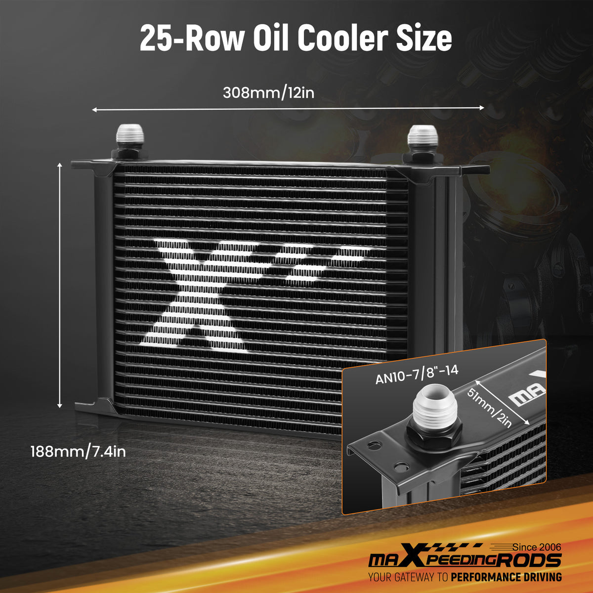 25 Row AN10 Oil Cooler For Universal Cars with Complete Installation Package
