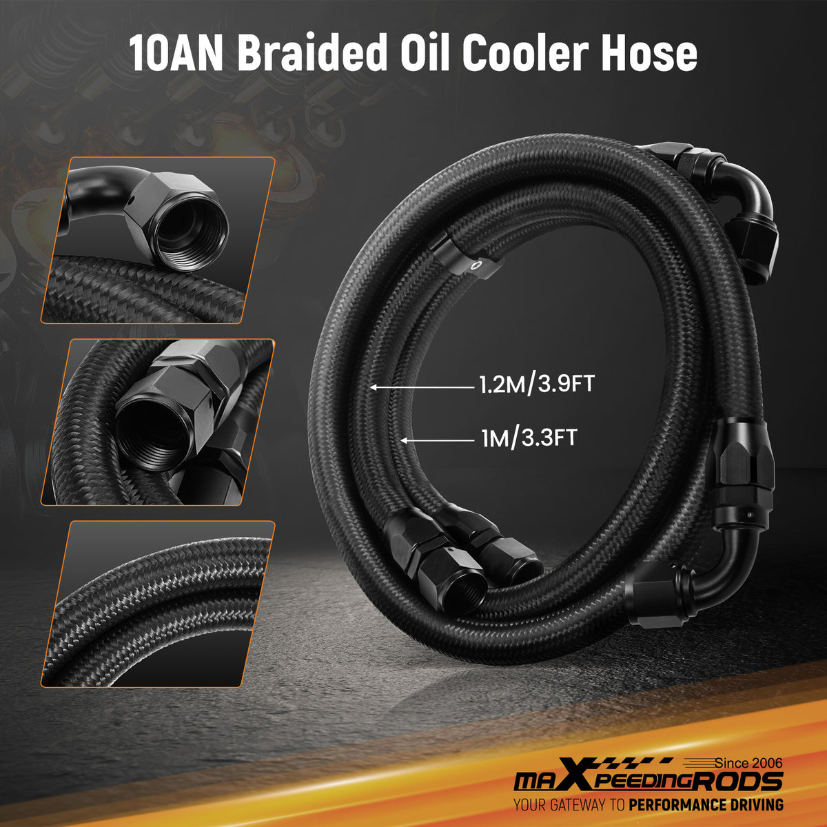 7 Row Universal Transmission Oil Cooler 10AN Aluminum Thermostatic Adapter Hose