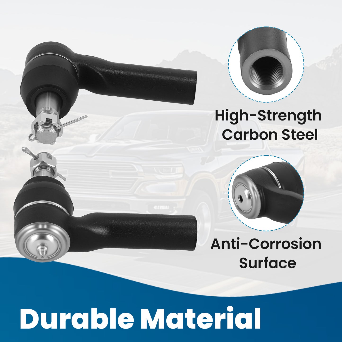 Front Outer Tie Rod End Link Assembly for 2013 2014 2015 2016 2017 2018 compatible for Ram 1500