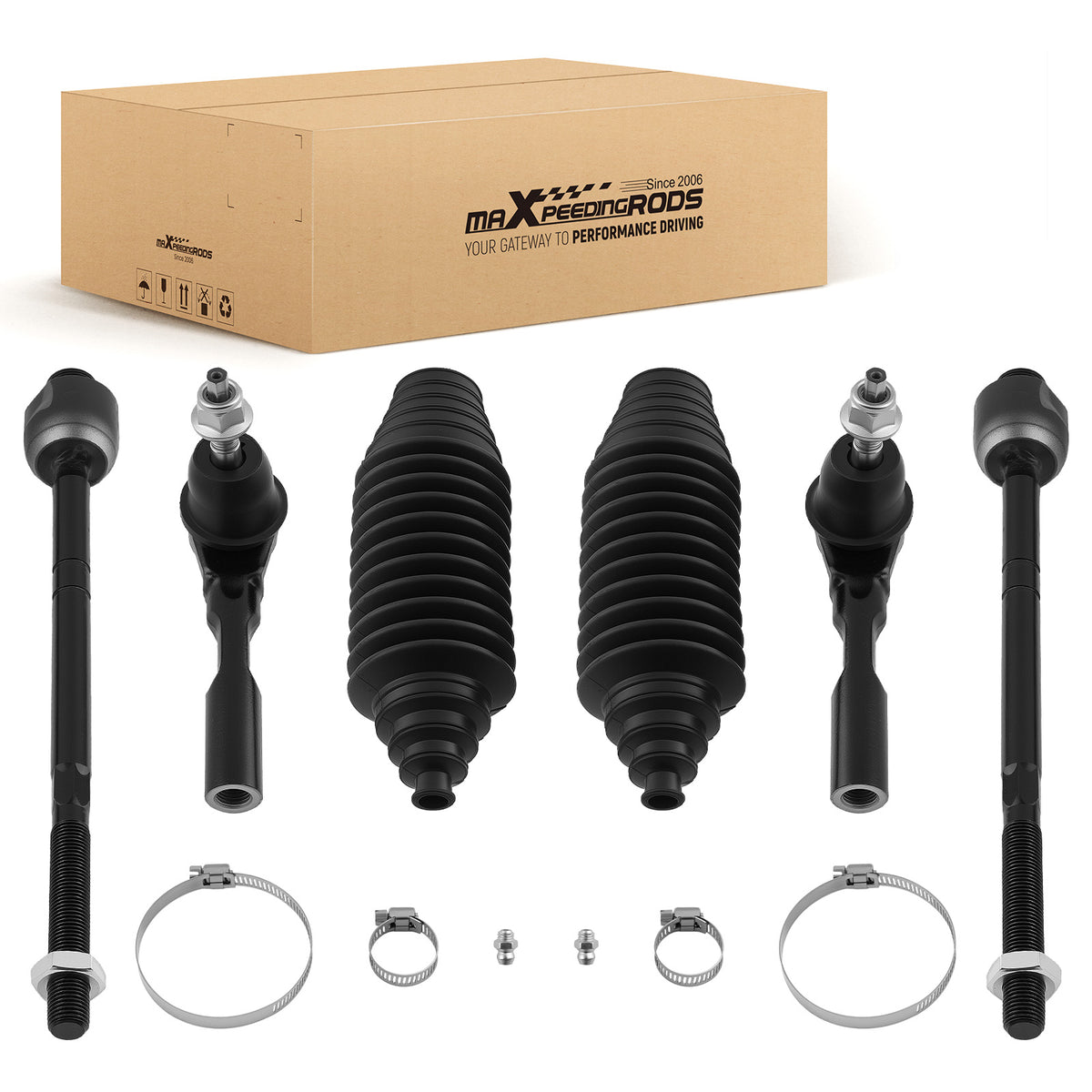 6x Front Inner Outer Tie Rods For 1999-2006 compatible For Chevy Silverado Sierra 1500 2WD