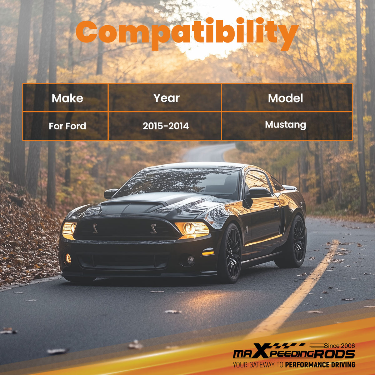 Adjustable compatible For Panhard Track Bar w/Poly Bushings For 05-14 compatible For Ford Mustang 2-Door Gray