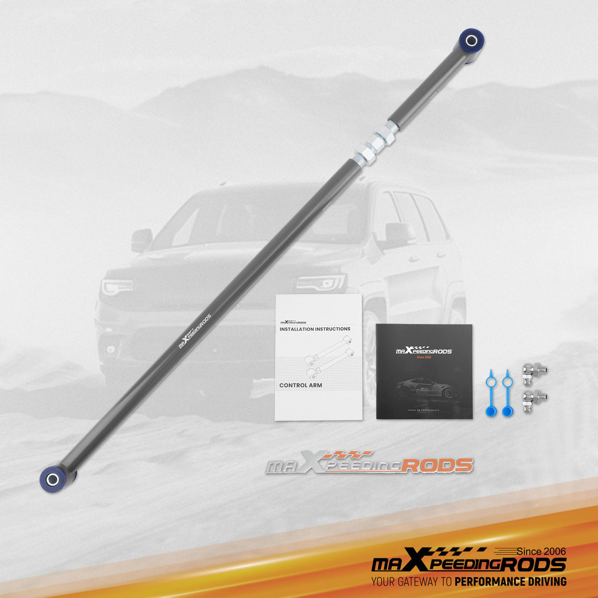 Adjustable compatible For Panhard Track Bar w/Poly Bushings For 05-14 compatible For Ford Mustang 2-Door Gray