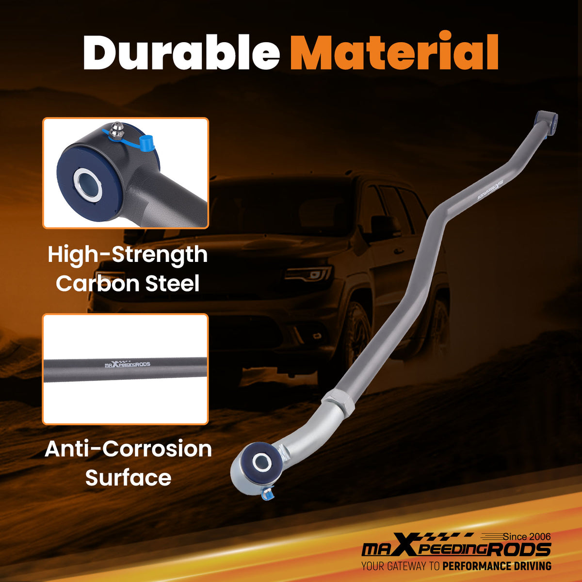 Adjustable Rear Track Bar 0-6 Lift For 2007-2017 2018 compatible For Jeep Wrangler JK 3.6L