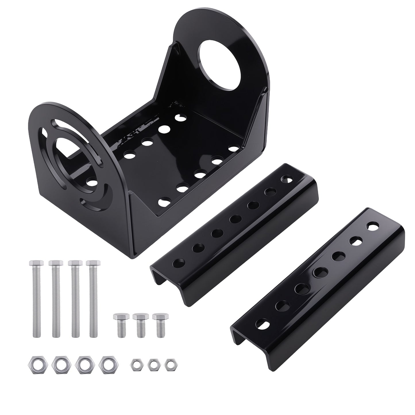 Trailer Jack Mount Plate Kit For A-Frame Tongue 3-Bolt Pattern Steel Black
