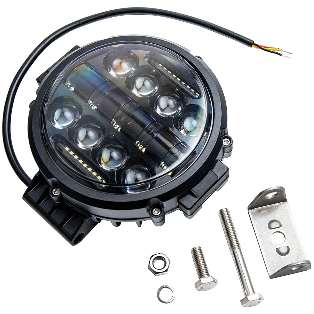 New 7inch 200W Round LED Work Light Driving Headlight For Offroad Truck x1