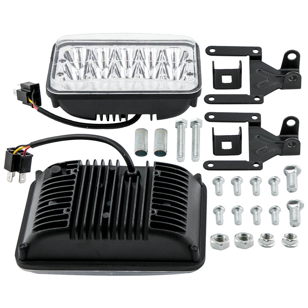 45W LED Headlight 4x6 H4651 compatible For Ford Truck SUV Heavy Duty 6000K Black Housing