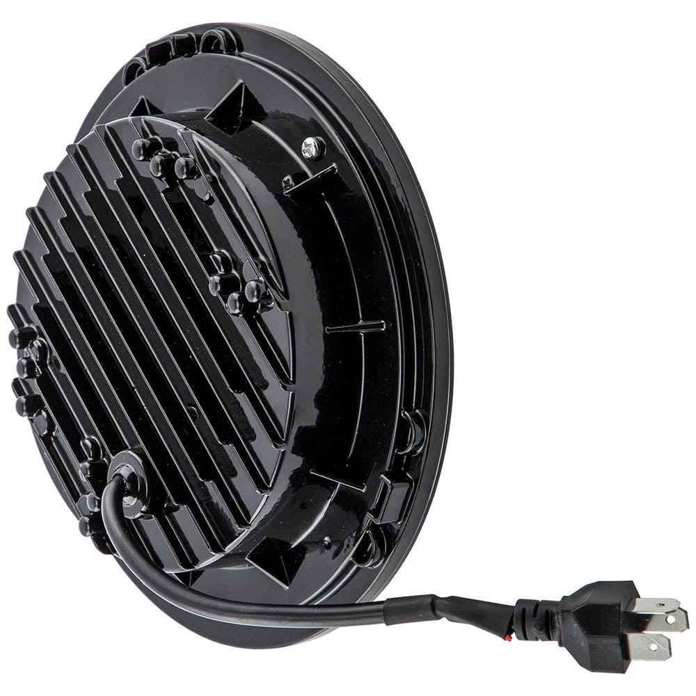 Black 7 Inch Round LED Headlight Hi/Lo Beam compatible For Jeep Wrangler JK TJ 1997-2018