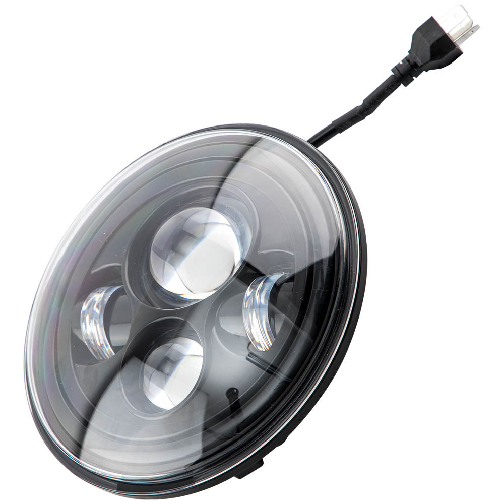 Black 7 Inch Round LED Headlight Hi/Lo Beam compatible For Jeep Wrangler JK TJ 1997-2018