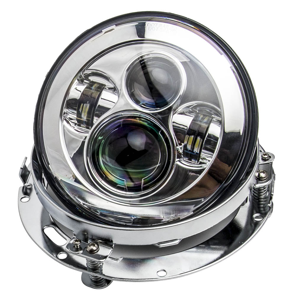 7 Black LED Headlamp Headlight + 4.5inch Passing Lights compatible For Harley