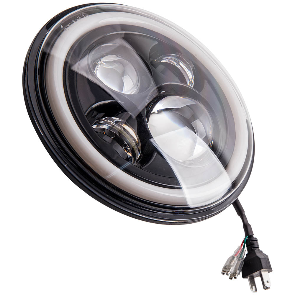 7 LED Projector Headlight4.5“ Passing Lights compatible For Harley Touring Black