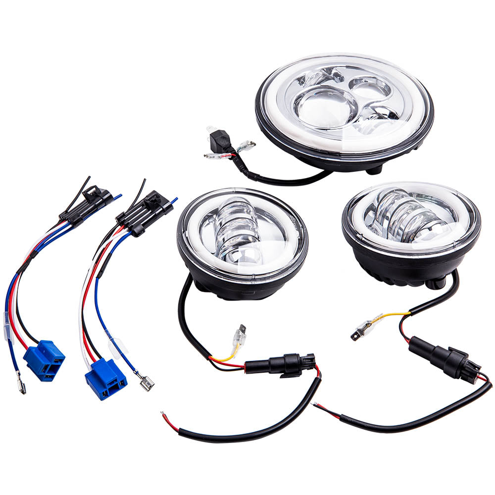 7 LEDHeadlight4.5“ Passing Lights 1991-2013 compatible For Harley Davidson