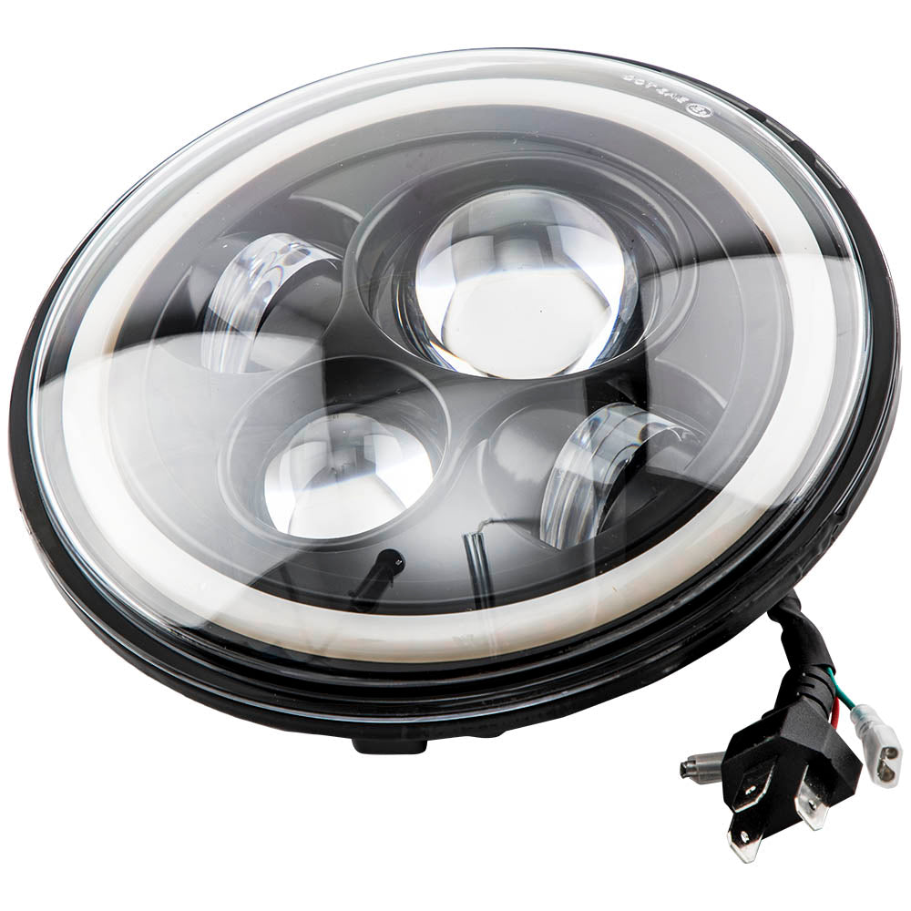 7 Round LED Headlight compatible For Jeep Wrangler TJ JK CJ-7 1976-2018 H4 H13 compatible For White DRL