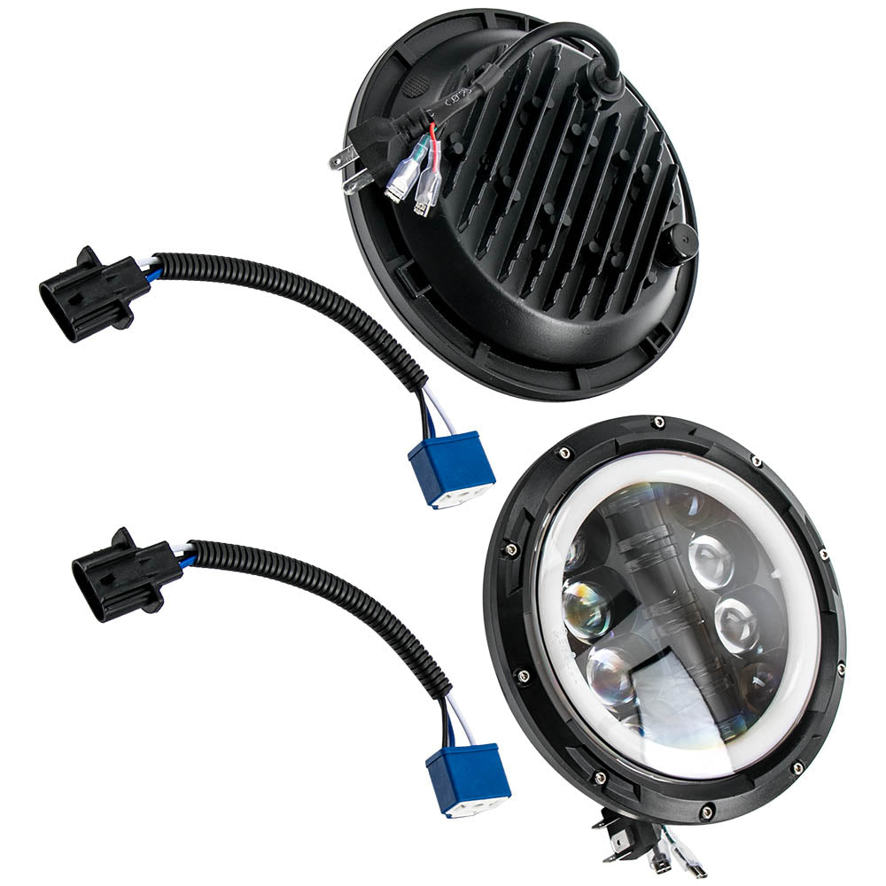 7 Round LED Headlights compatible For Jeep Wrangler Sport JK JL TJ LJ CJ 2 Pack