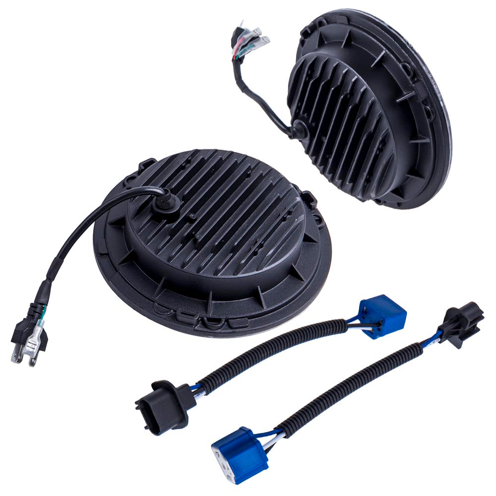 2pcs Round Led Headlights7 Inch Clear Front Rear compatible For Jeep Cj-5 Lj