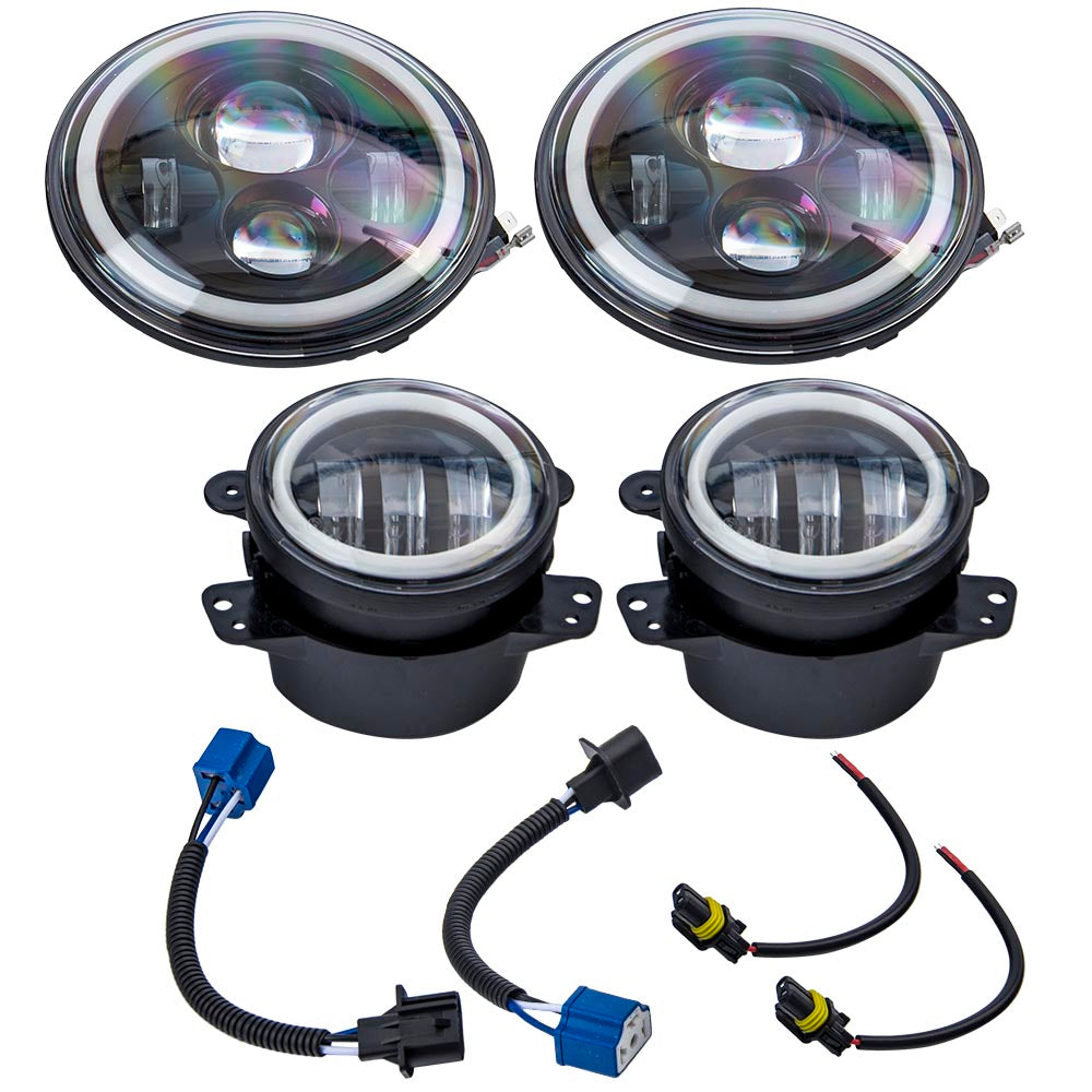 LED Headlight Fog Light Set compatible For Jeep Wrangler JK 2007-2018 IP68 Turn Signal