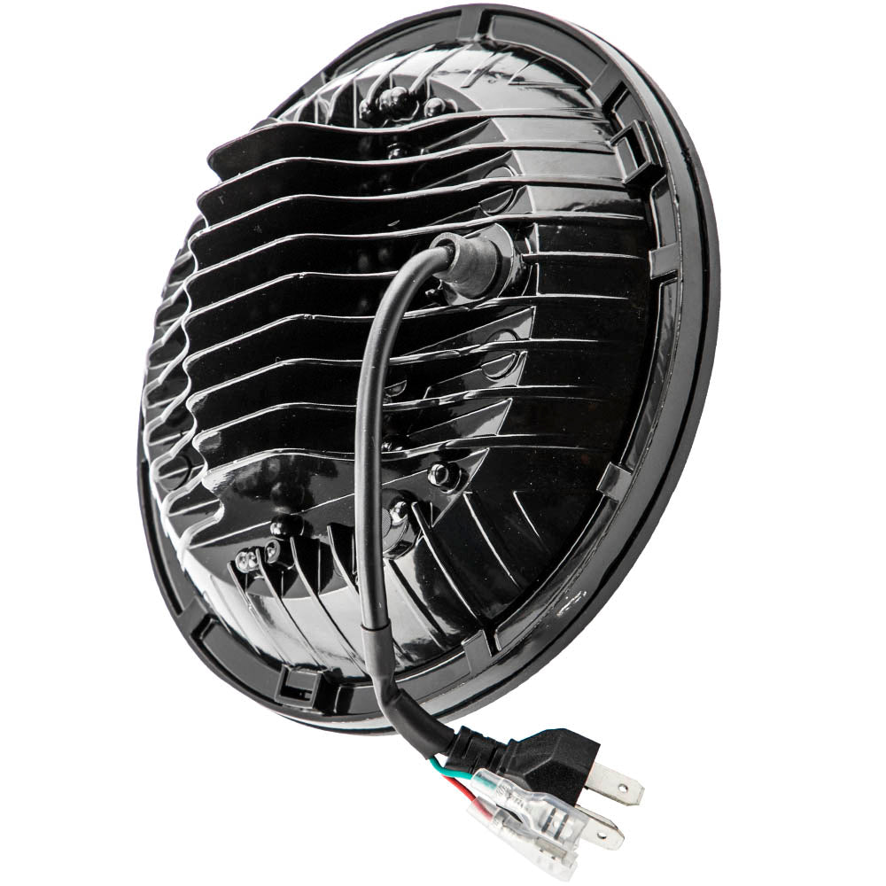 2X 7inch Round LED Headlight Clear Lens compatible For Jeep Wrangler LJ JK 60w 14000lm