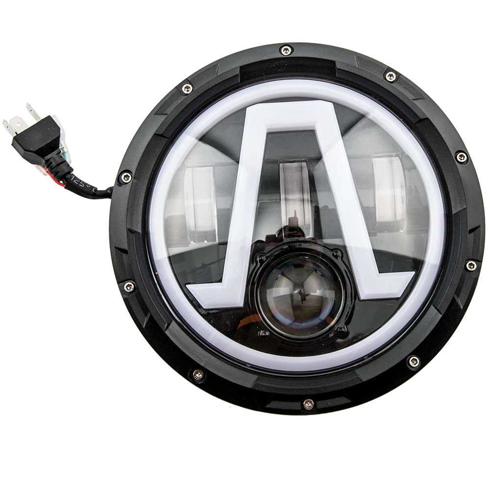 2X 7inch Round LED Headlight Clear Lens compatible For Jeep Wrangler LJ JK 60w 14000lm