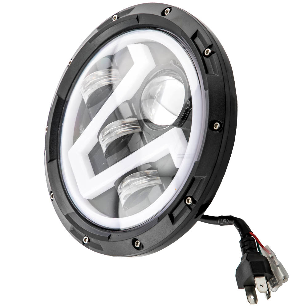 2X 7inch Round LED Headlight Clear Lens compatible For Jeep Wrangler LJ JK 60w 14000lm