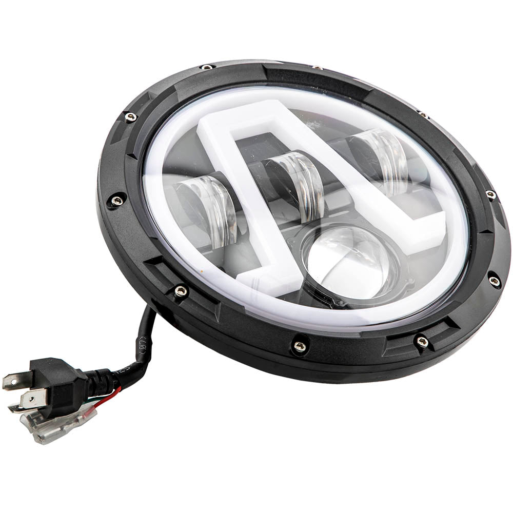 2X 7inch Round LED Headlight Clear Lens compatible For Jeep Wrangler LJ JK 60w 14000lm