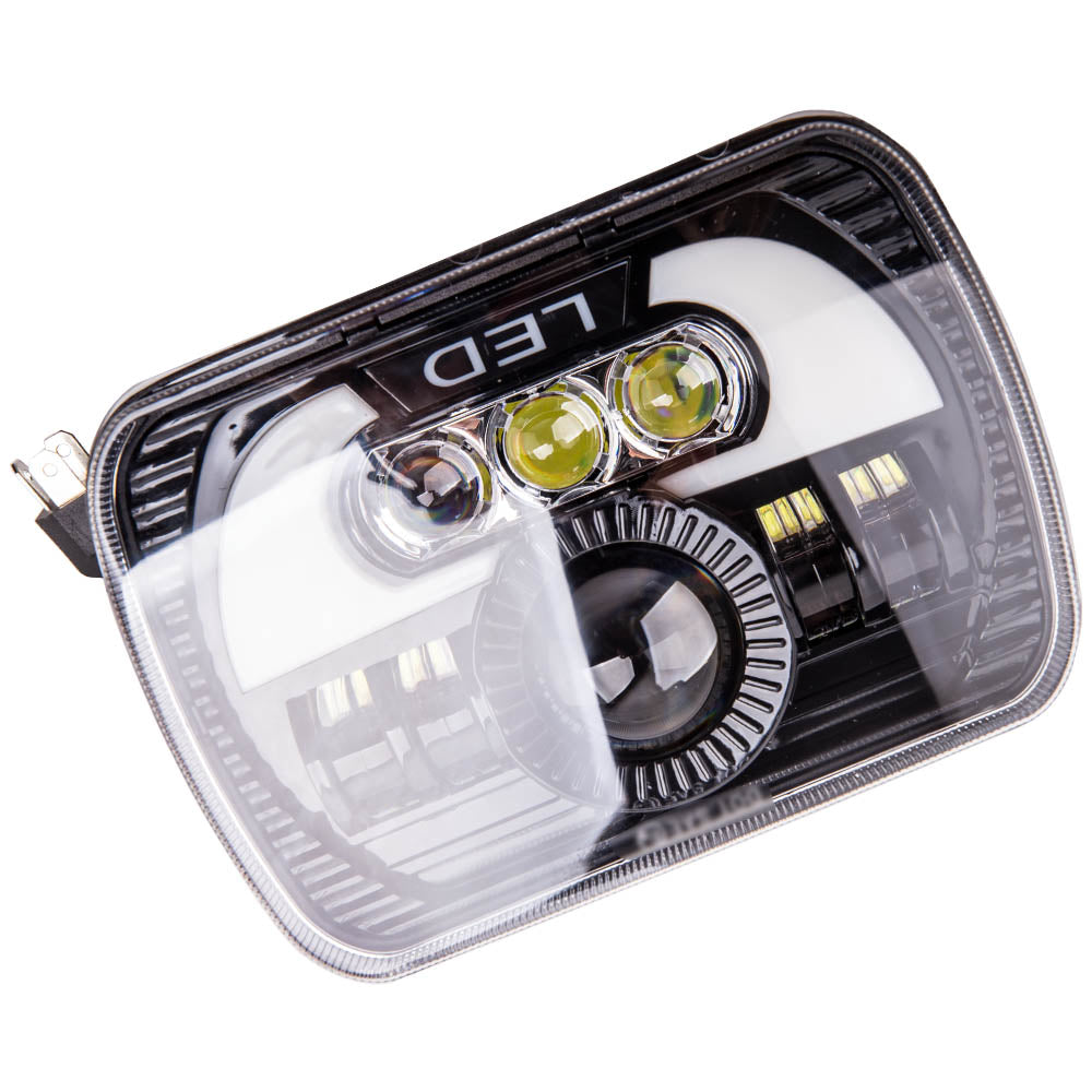 LED Rectangle Headlight 5x7 H6054 compatible For Chevy S10 82-94 High Low Beam 6000K compatible For White