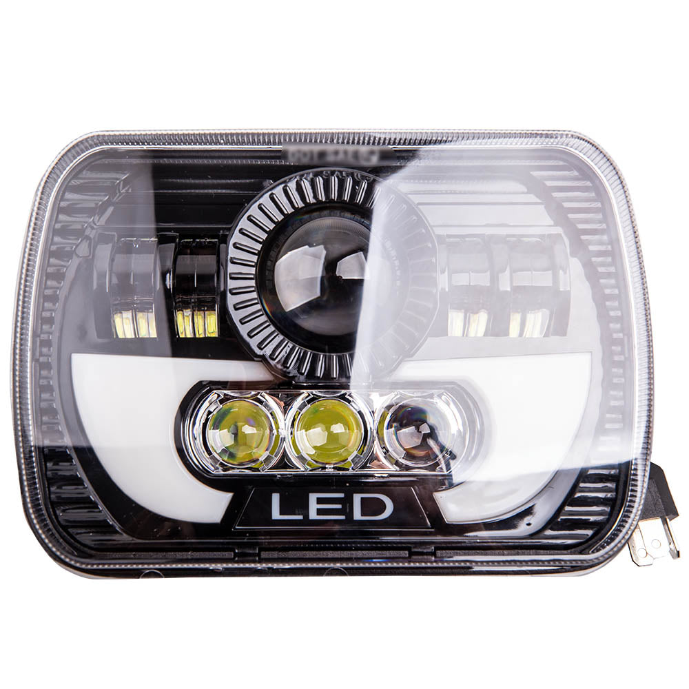 LED Rectangle Headlight 5x7 H6054 compatible For Chevy S10 82-94 High Low Beam 6000K compatible For White