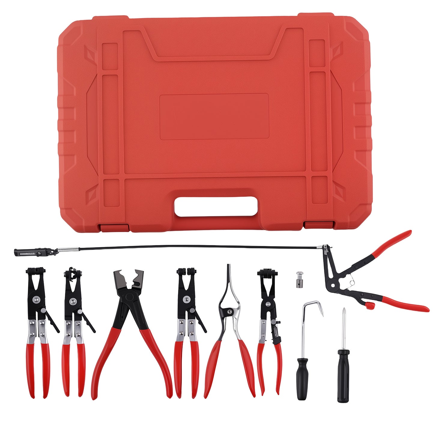 9pc Hose Clamp Pliers Set For Brake Fuel Line Spring Clamp Removal Tools w/ Compatible For Case