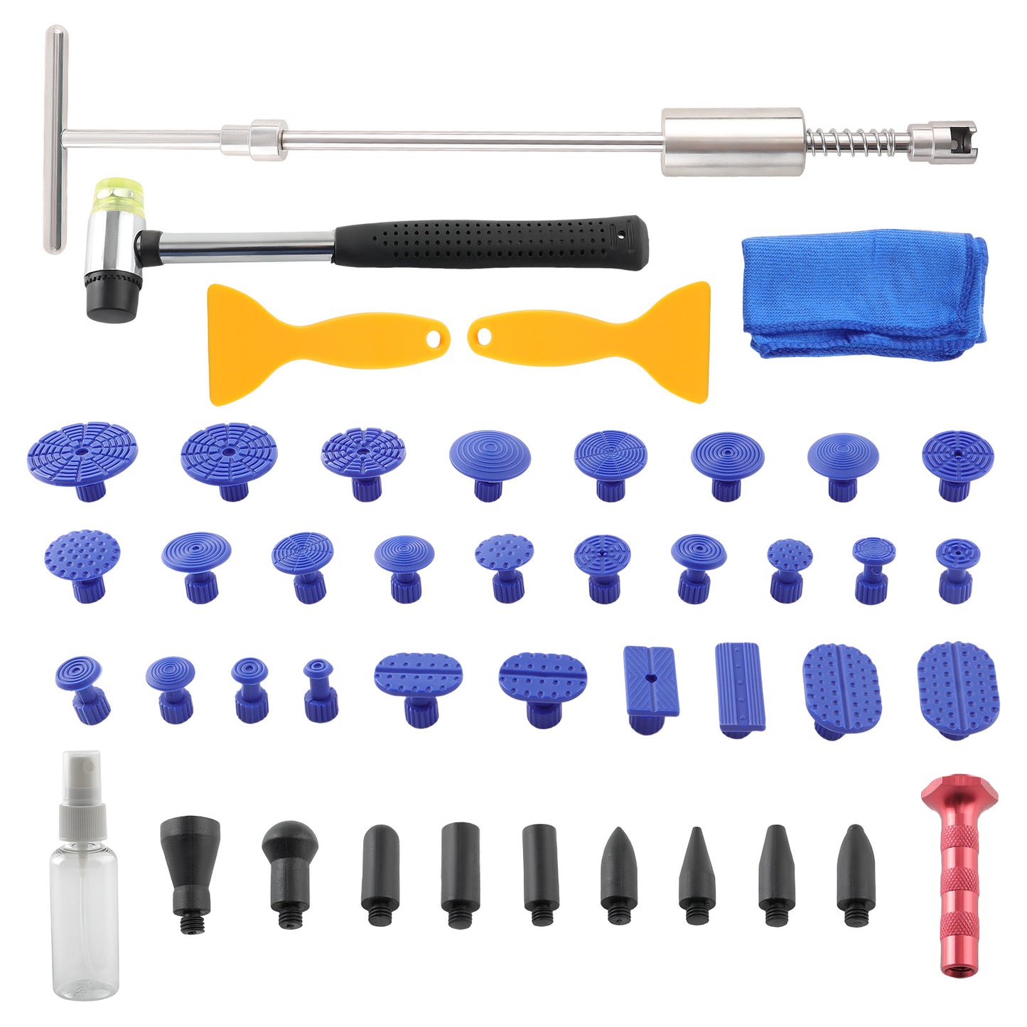 Dent Repair Tool With Slide Rubber Hammer T Bar Dent Puller Blue Puller Tabs
