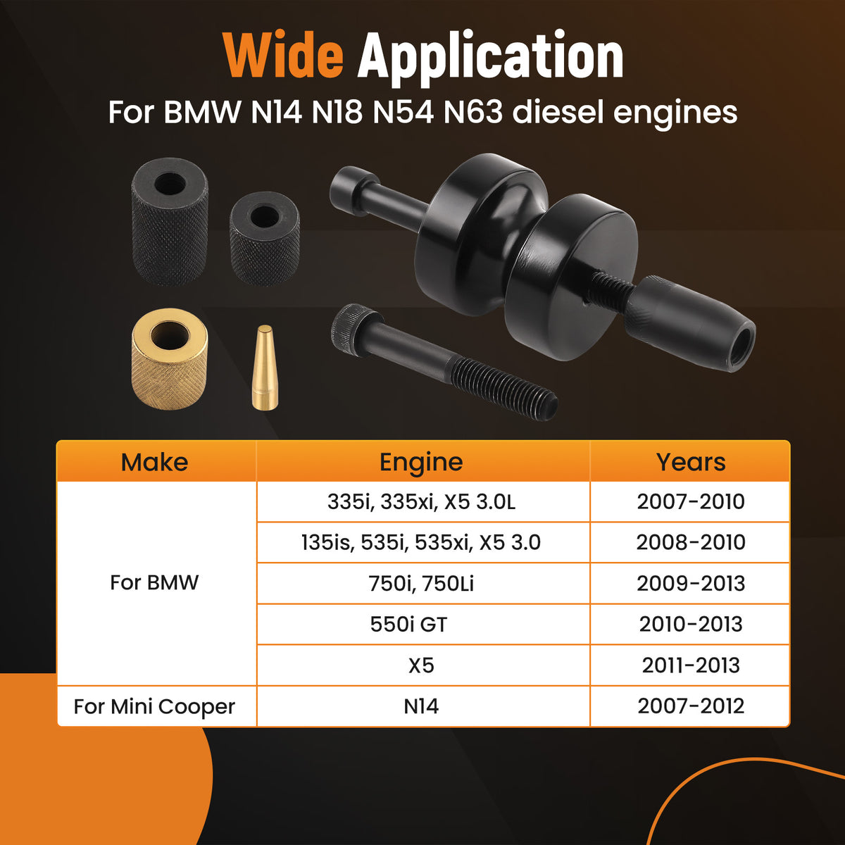 Injector Puller and Seal Installer Tools compatible For BMW N14 N18 N54 N63 diesel engines