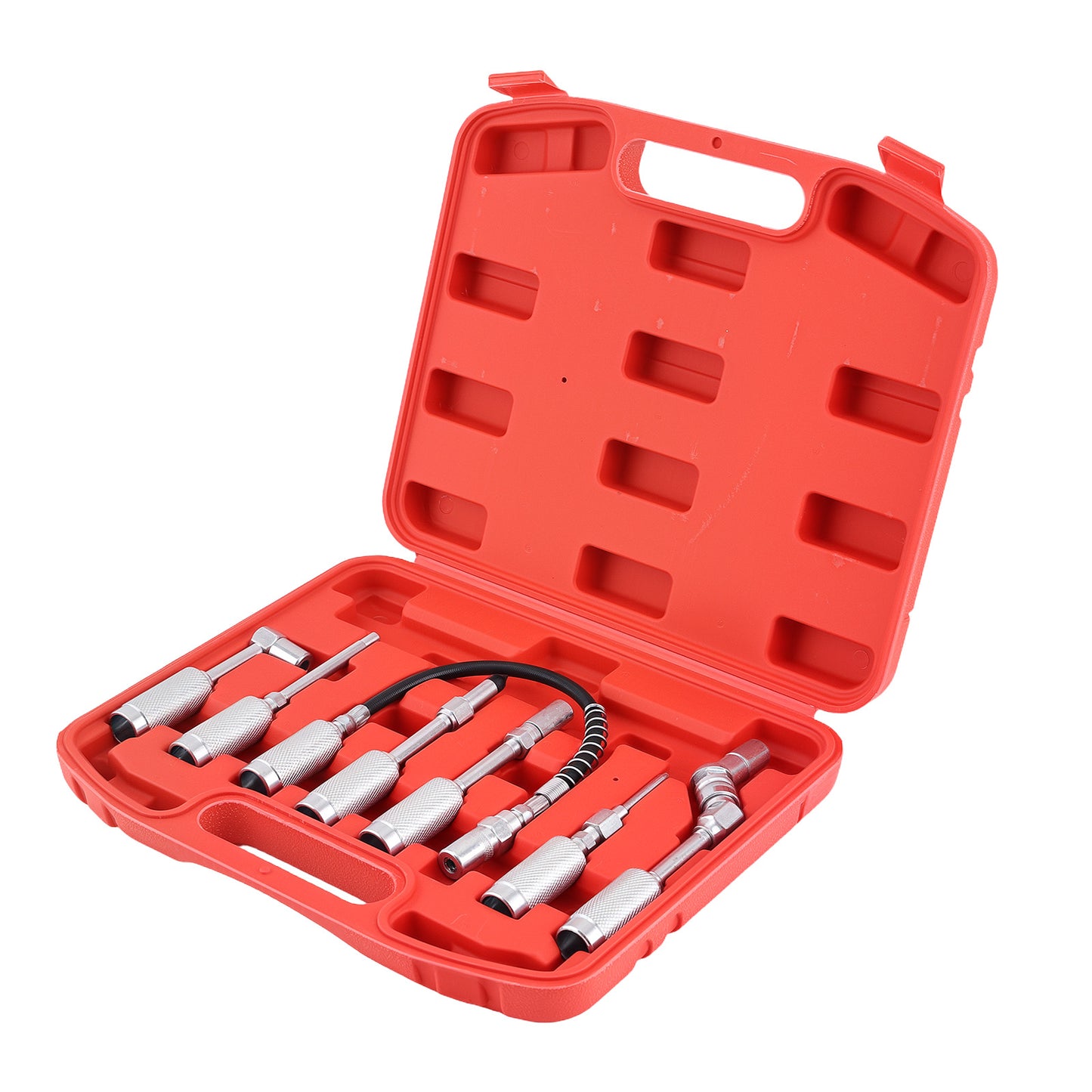 7pc Deluxe Grease Gun Fitting Kit For Auto Shop with 360°90° Swivel Couplers