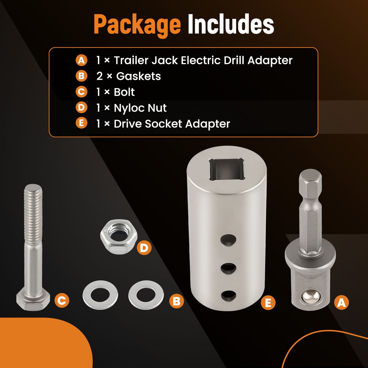 Steel Trailer Jack Electric Drill Adapter with a 1/2 in Socket Adapter Bit