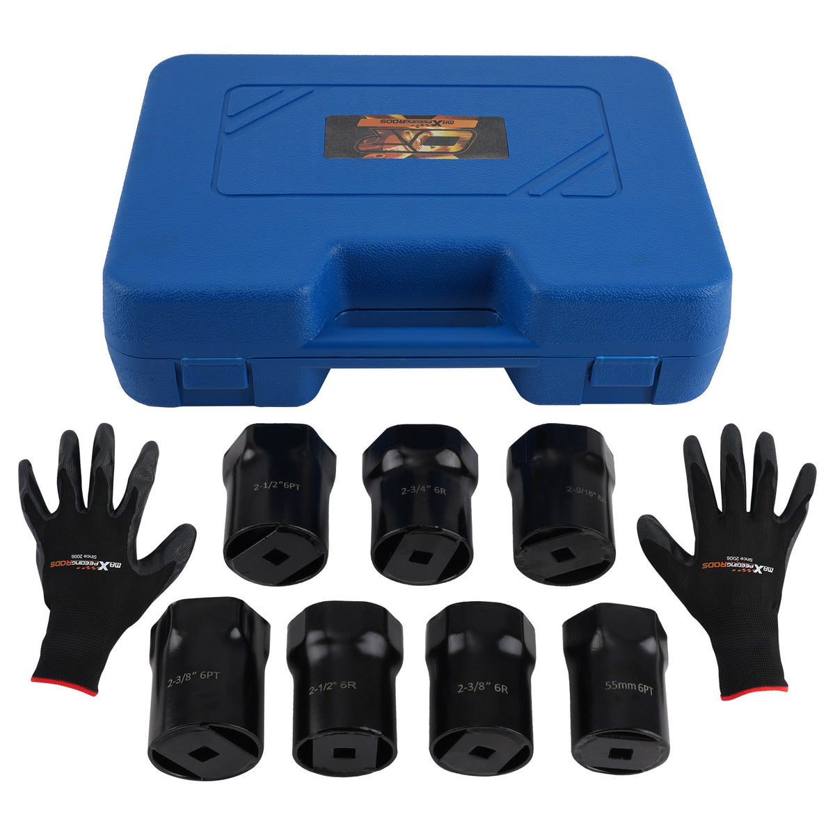 Wheel Bearing Locknut Socket Set 1/2 in Drive 7 Pcs SAE and Metric 6-Point