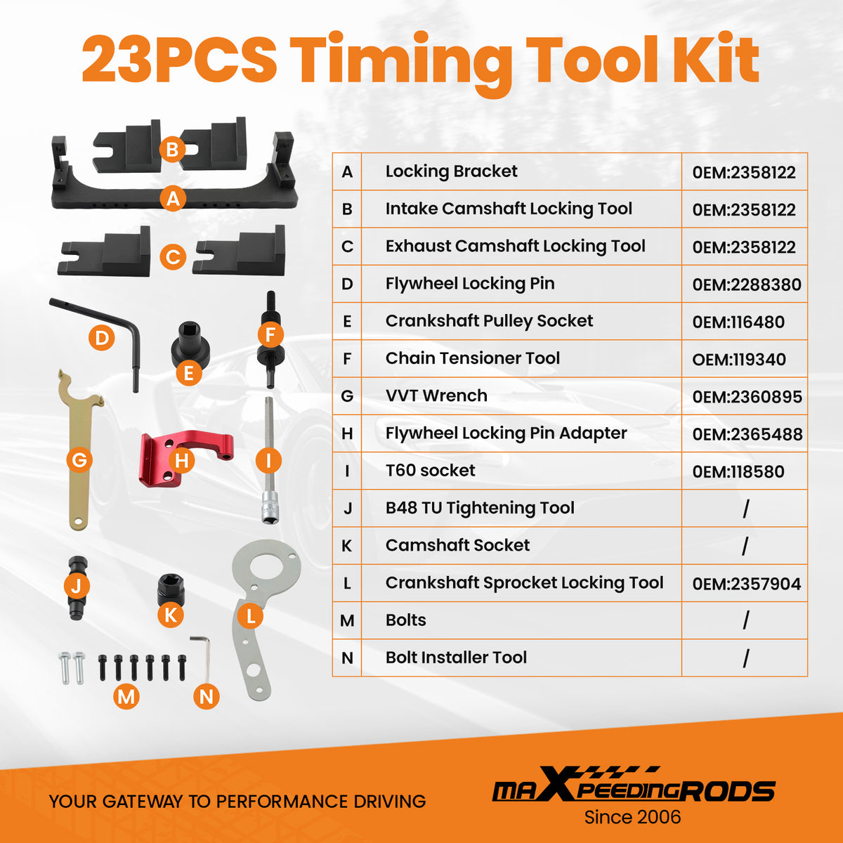 Engine Camshaft Alignment Timing Tool Set compatible For BMW F55/F56 compatible For Mini Cooper 14–present