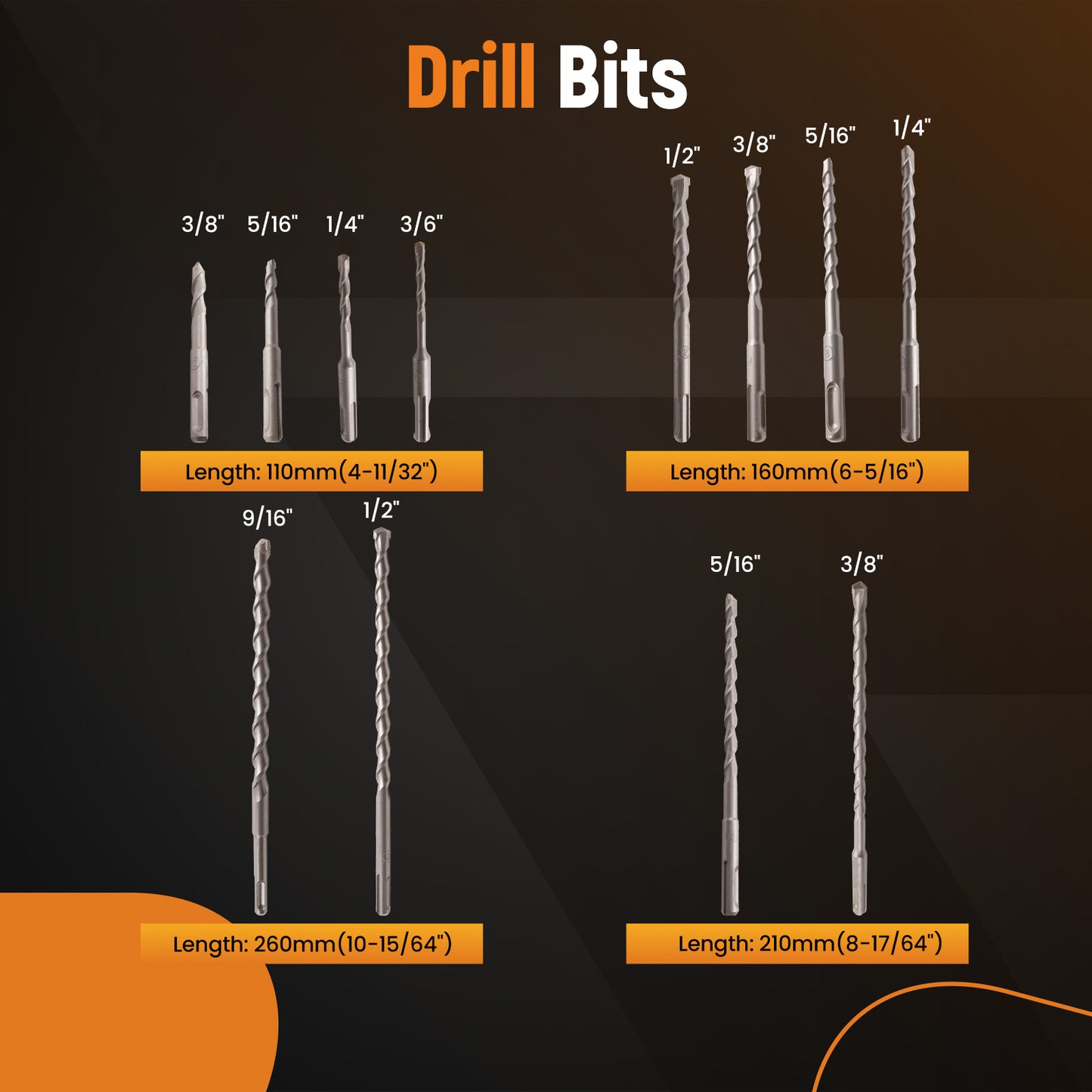 Hammer Bits Drill Bit Chisel For SDS Plus Rotary Groove Concrete