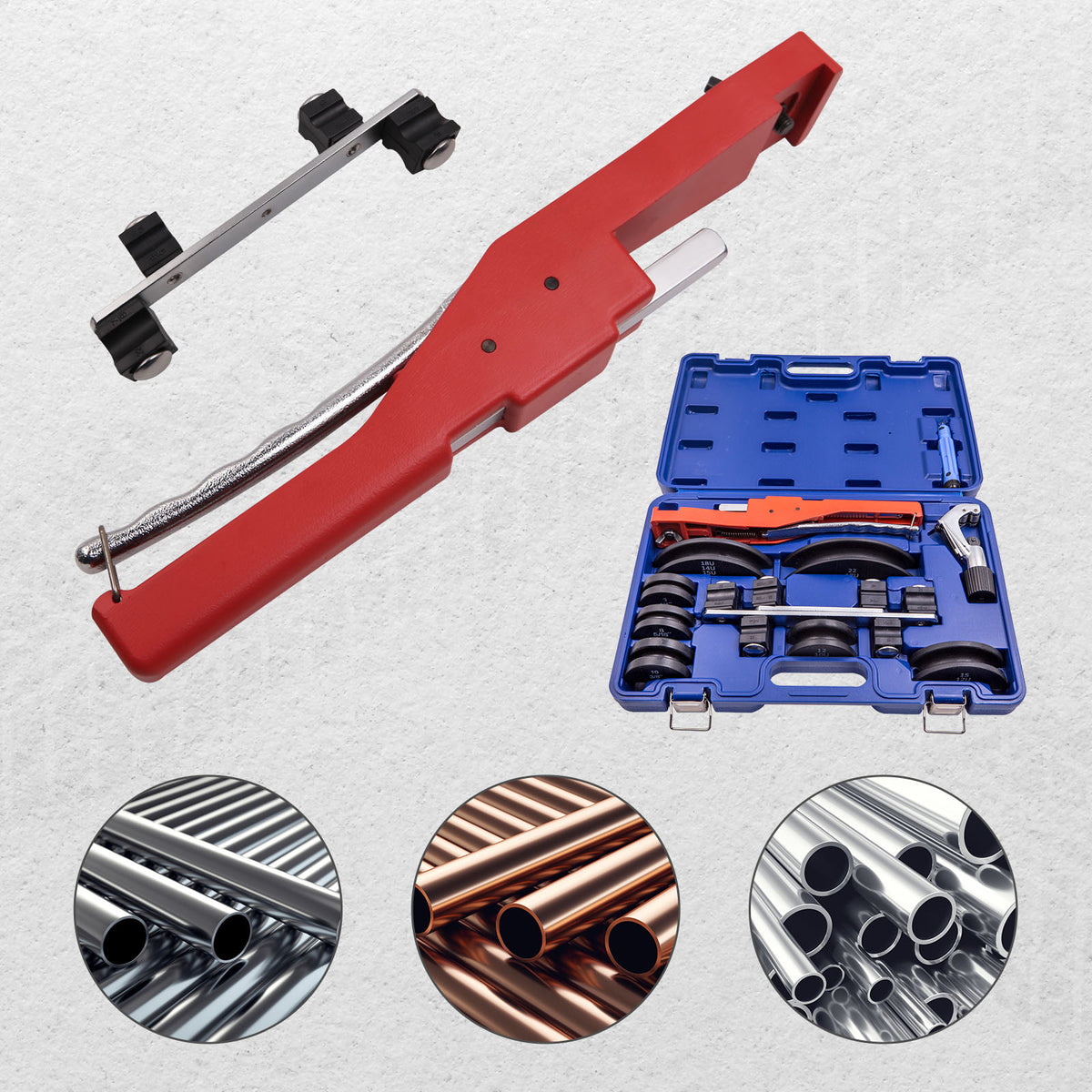 HVAC Ratcheting Pipe Tube Bender Tool Kit 1/2 1/4-7/8 90Bending 7 Dies