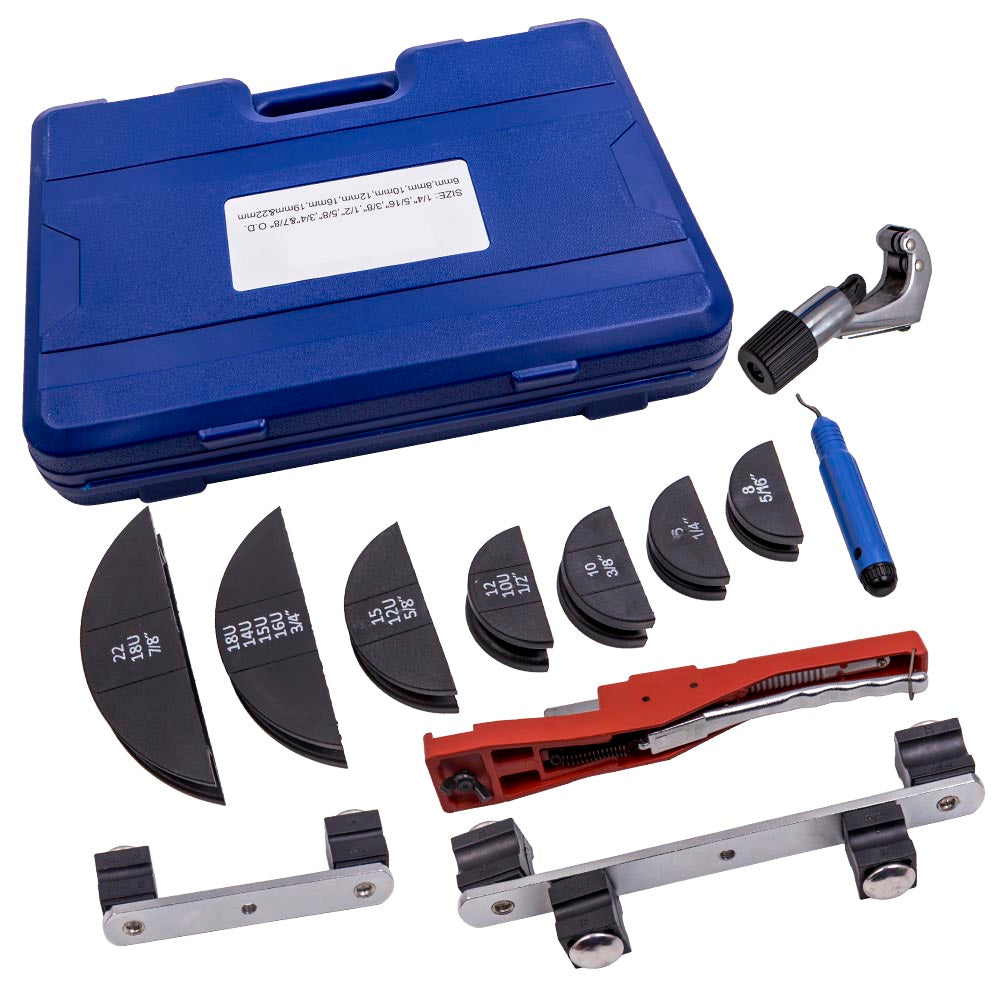 HVAC Ratcheting Pipe Tube Bender Tool Kit 1/2 1/4-7/8 90Bending 7 Dies