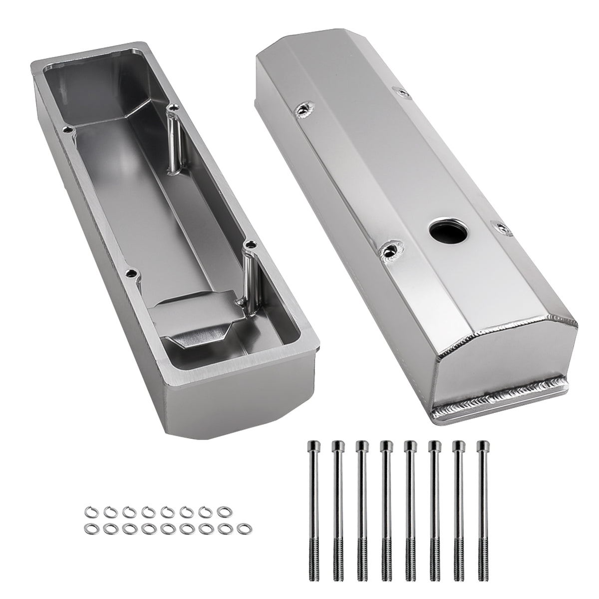 For Small Block compatible For Chevy-SATIN Fabricated Aluminum Valve Covers 58-86 SBC 283 302
