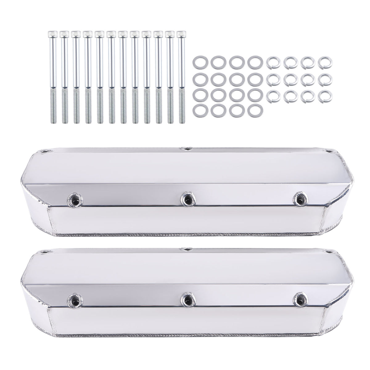Tall Valve Covers compatible For Ford 289 302 351W SBF V8 Polished Aluminum w/ Long Bolts