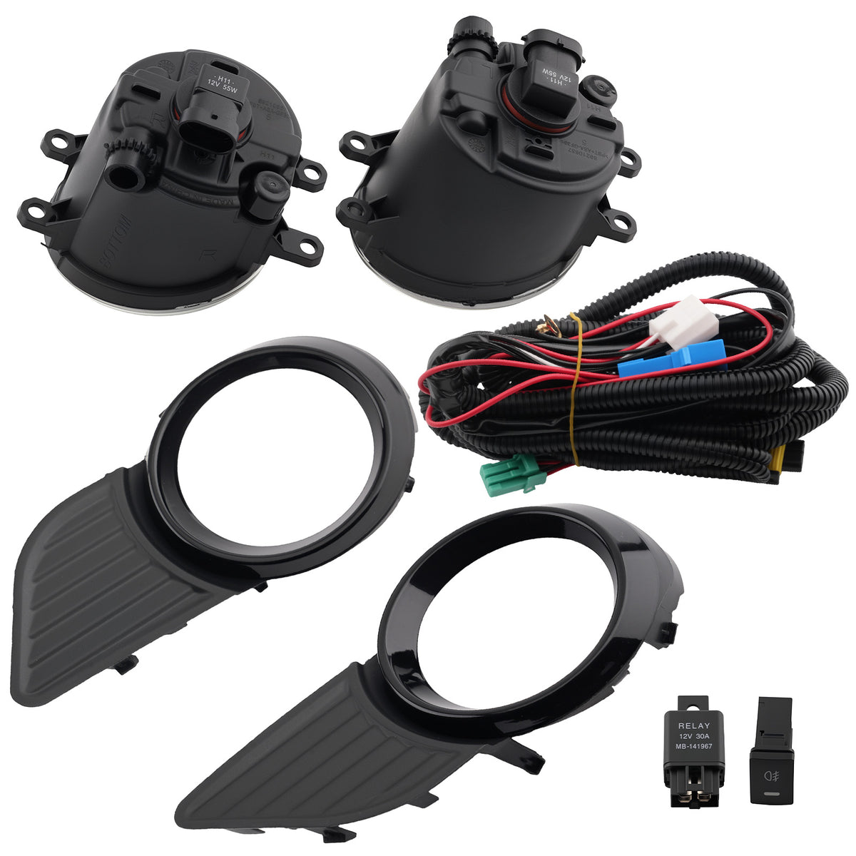 Fog Lights Assembly Set compatible For Toyota Sienna 2011-2017 with LampsSwitch