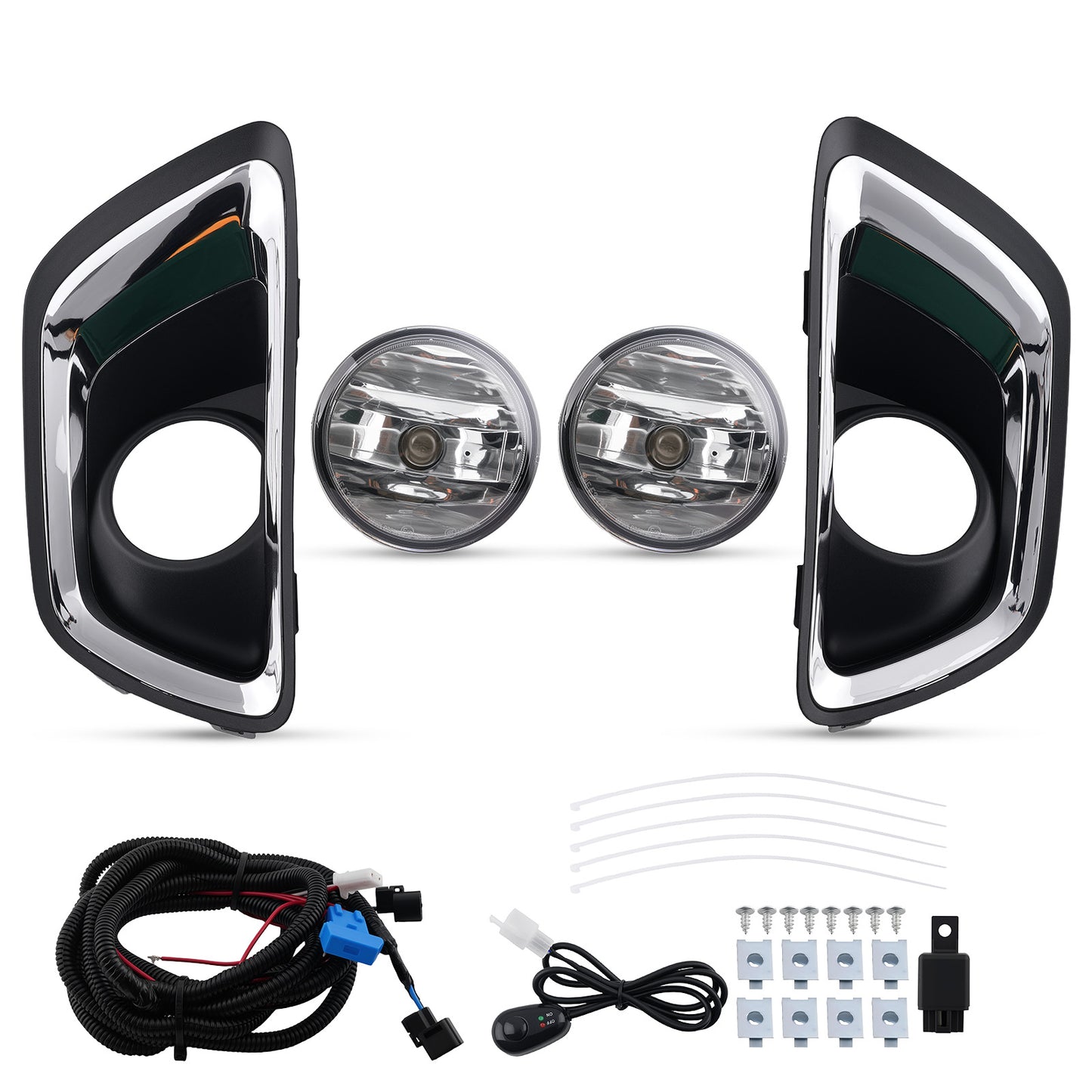 Front Fog Light With Trim BezelSwitch compatible For Chevy Colorado 2015-2020  Clear Lens